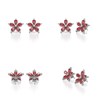 Boucles d'oreilles ADEN Fleur Rubis et Diamants sur Argent 925 4.52grs - vue V2