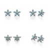Boucles d'oreilles ADEN Fleur Aigue-Marine et Diamants sur Argent 925 4.52grs - vue V2