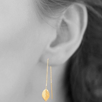 Drop leaf chain earrings 750 gold-plated 3 microns