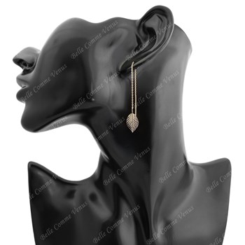 Drop leaf chain earrings 750 gold-plated 3 microns