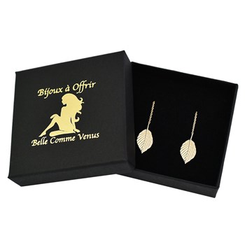 Drop leaf chain earrings 750 gold-plated 3 microns