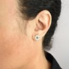 Boucles d'oreilles soleil pierre Agate centrale Plaqué or 750 3 microns - vue V4