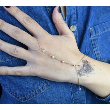 Bracelet bague suite d'oxyde de zirconium clos Plaqué OR 750 3 microns