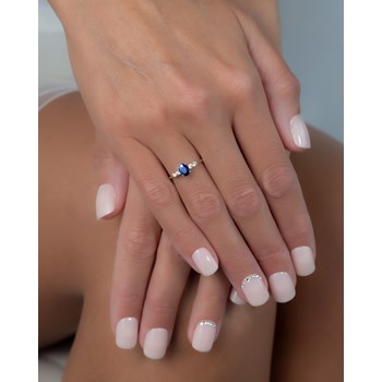 Bague ADEN Saphir et diamants sur Argent 925 1.6grs