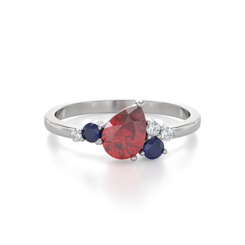 Bague Rubis Saphir et diamants sur Argent 925 2.296grs
