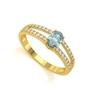 Bague ADEN Or 585 Jaune Aigue-Marine et diamants 2.102grs