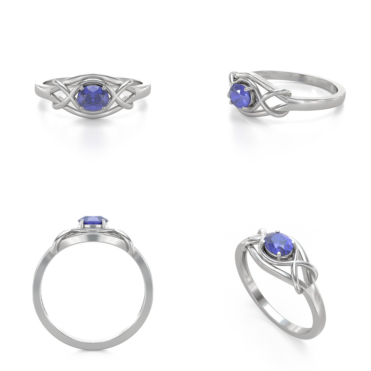 Bague ADEN Or 585 Blanc Tanzanite 1.870grs - vue 2