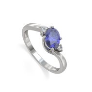 Bague ADEN Or 585 Blanc Tanzanite et diamants 1.58grs