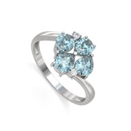 Bague ADEN Or 585 Blanc Aigue-Marine et diamants 1.87grs