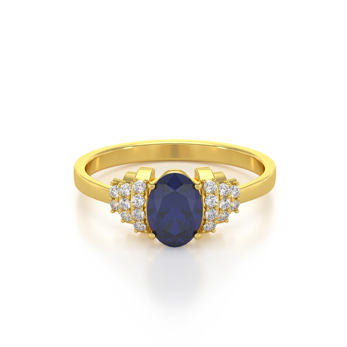 Bague ADEN Or 585 Jaune Saphir et diamants 2.24grs - vue 3