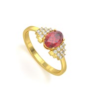 Bague ADEN Or 585 Jaune Rubis et diamants 2.24grs