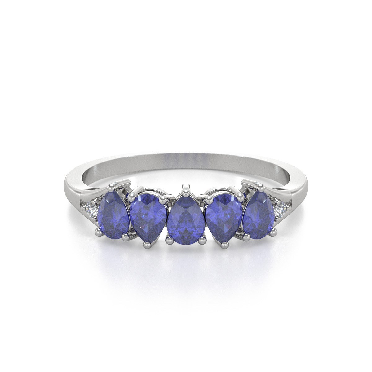 Bague ADEN Or 585 Blanc Tanzanite et diamants 1.74grs - vue 3