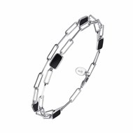 Bracelet Double Tour Chaine Argent Celine Pierre Onyx