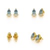 Boucles d'oreilles ADEN Or 585 Jaune Aigue-Marine forme Poire et Diamants 1.4grs - vue V4