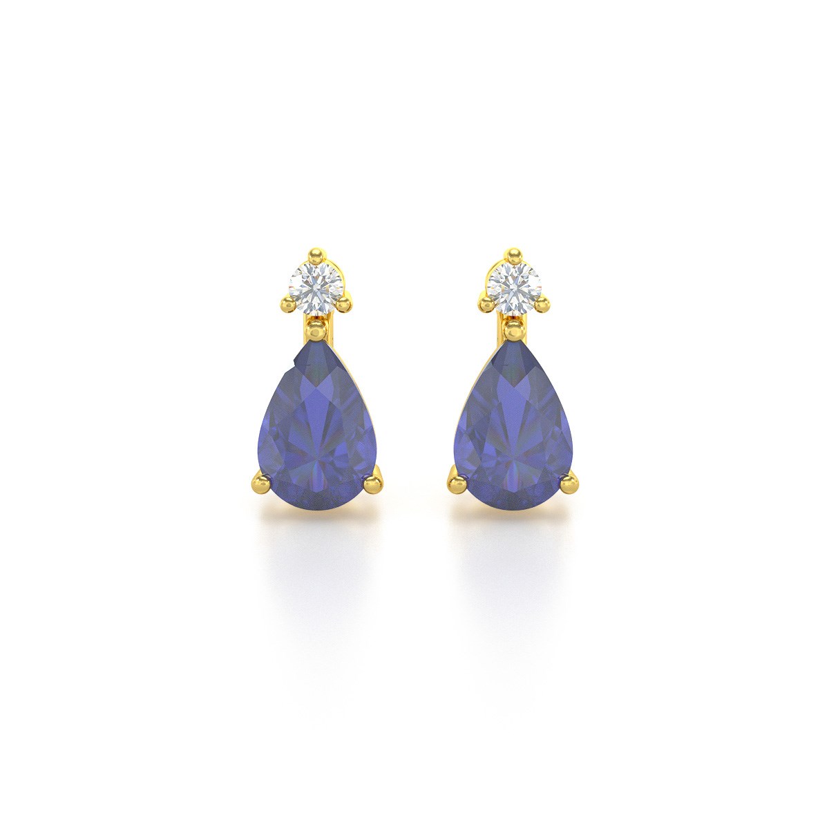 Boucles d'oreilles ADEN Or 585 Jaune Tanzanite et Diamants 1.15grs