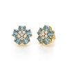 Boucles d'oreilles ADEN Or 585 Jaune Aigue-Marine Fleur et Diamants 2.86grs - vue V2