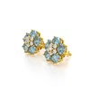 Boucles d'oreilles ADEN Or 585 Jaune Aigue-Marine Fleur et Diamants 2.86grs - vue V3