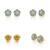 Boucles d'oreilles ADEN Or 585 Jaune Aigue-Marine Fleur et Diamants 2.86grs - vue V4