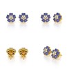 Boucles d'oreilles ADEN Or 585 Jaune Tanzanite Fleur et Diamants 2.86grs - vue V3