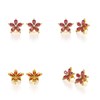 Boucles d'oreilles ADEN Or 585 Jaune Fleur Rubis et Diamants 4.52grs - vue V2