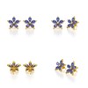 Boucles d'oreilles ADEN Or 585 Jaune Fleur Tanzanite et Diamants 4.52grs - vue V2
