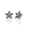 Boucles d'oreilles ADEN Or 585 Jaune Fleur Tanzanite et Diamants 4.52grs - vue V3
