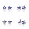 Boucles d'oreilles ADEN Or 585 Blanc Fleur Tanzanite et Diamants 4.52grs - vue V2