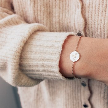 Vergulde damesarmband met medaille - JE T'AIME gravure