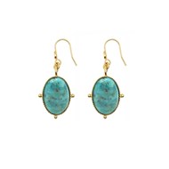 Boucles d'oreilles pendentif dorée à l'or fin 24K avec une pierre naturelle Turquoise NEW CALYPSO