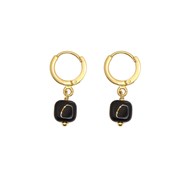 Mini créoles accumulable classique pierres naturelles Agate noire AVA