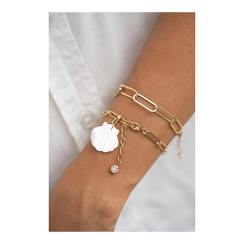 Bracelet en acier maille argentée avec pierre Crystal Swarovski, chaînette réglable