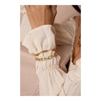 Stalen armband, gouden schakel, verstelbare ketting