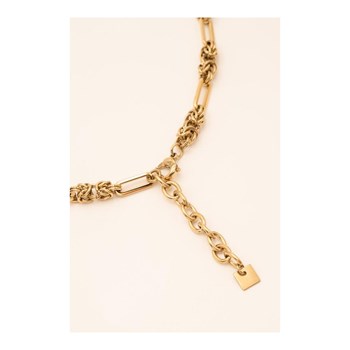 Stalen armband, gouden schakel, verstelbare ketting