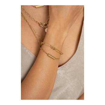 Stalen armband, gouden schakel, verstelbare ketting