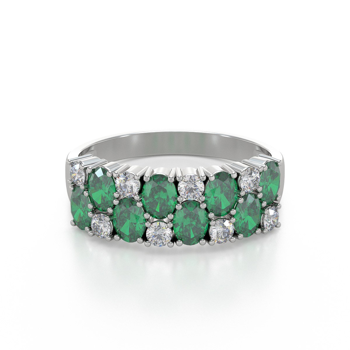 Bague émeraude et diamants en argent 925 : un bijou précieux et luxueux | Aden Boutique - vue 3