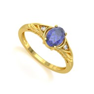 Bague ADEN Or 585 Jaune Tanzanite et diamants 2grs