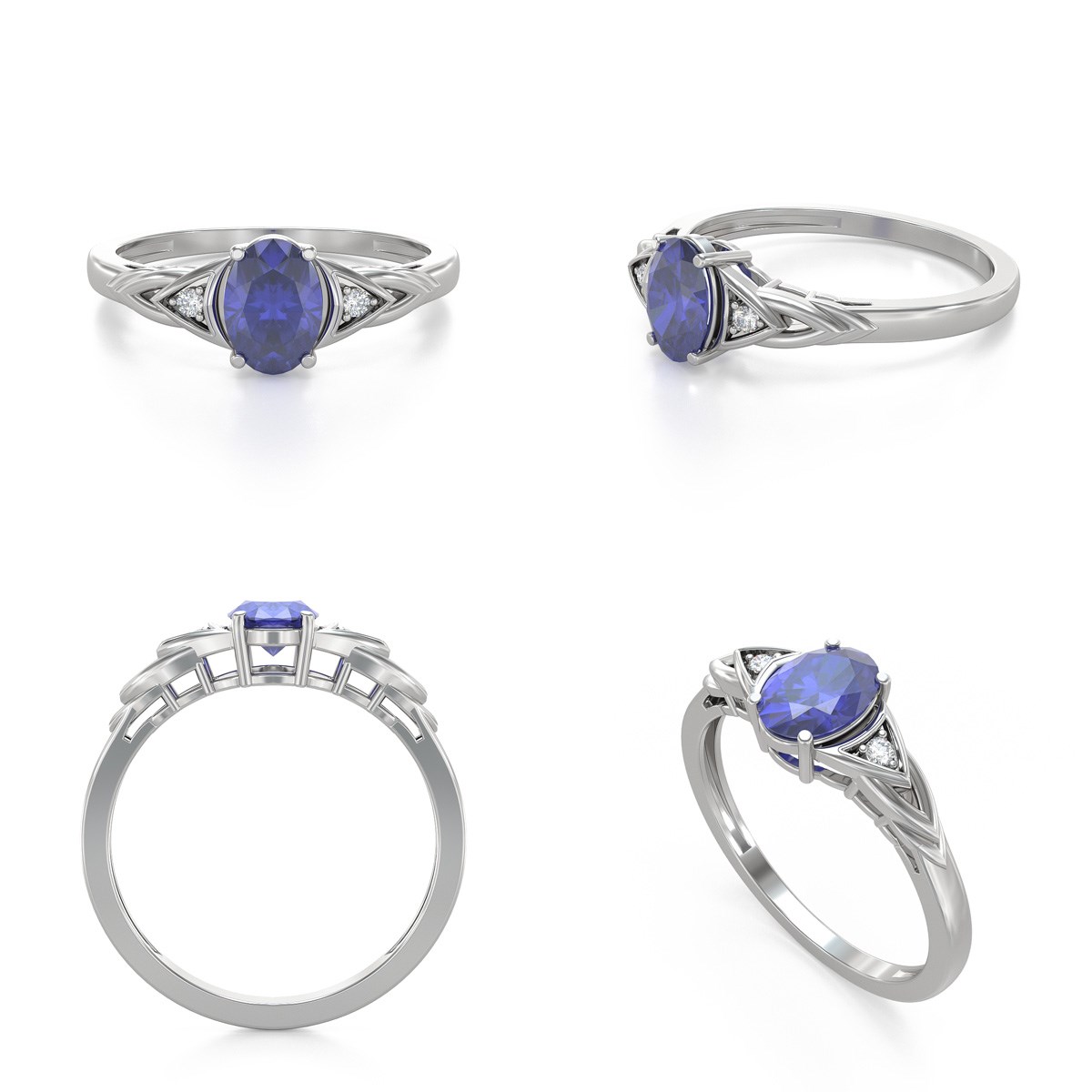 Bague ADEN Or 585 Blanc Tanzanite et diamants 2grs - vue 2