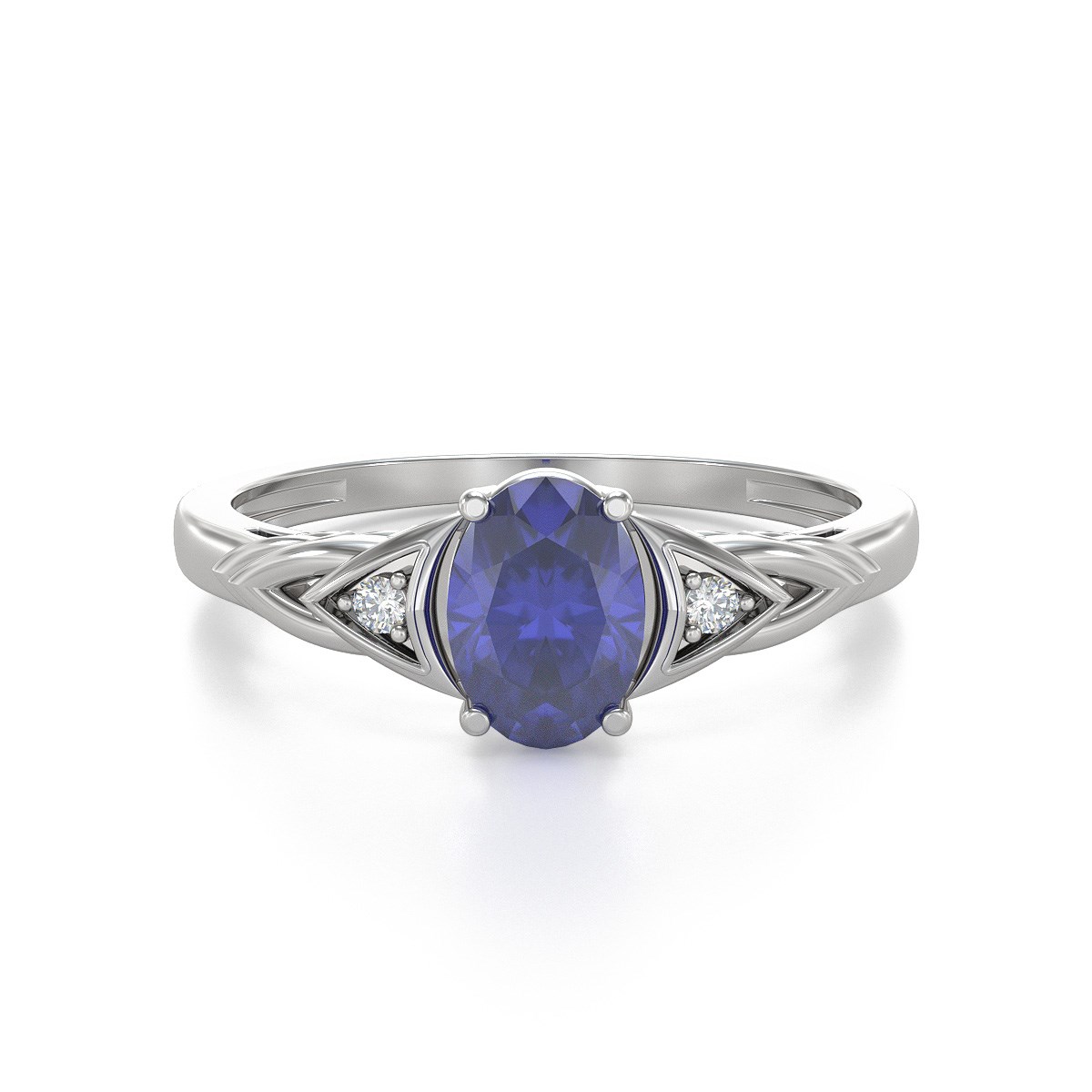 Bague ADEN Or 585 Blanc Tanzanite et diamants 2grs - vue 3