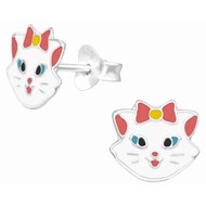 Boucle d'oreille chat joyeux en argent 925/1000