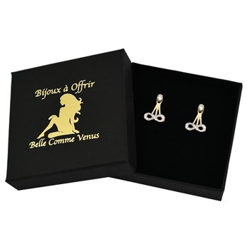 Earrings under infinite lobes zirconium oxide Gold-plated 750 3 microns 2-tone