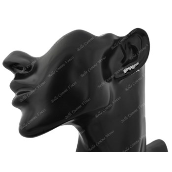 Climbing earrings lobe outline set with zirconium oxide 925 Rhodium-plated silver