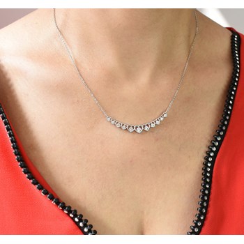 Collier suite de coeurs d'oxyde de zirconium Argent 925 Rhodié