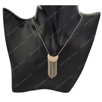 Collier croissant de lune chaînettes pendantes Plaqué OR 750 3 microns