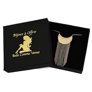 Collier croissant de lune chaînettes pendantes Plaqué OR 750 3 microns