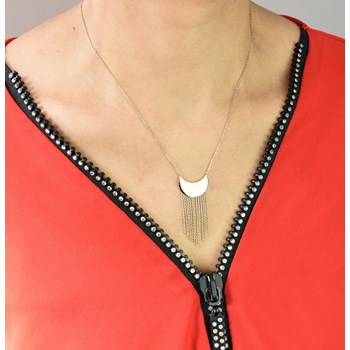 Collier croissant de lune chaînettes pendantes Plaqué OR 750 3 microns