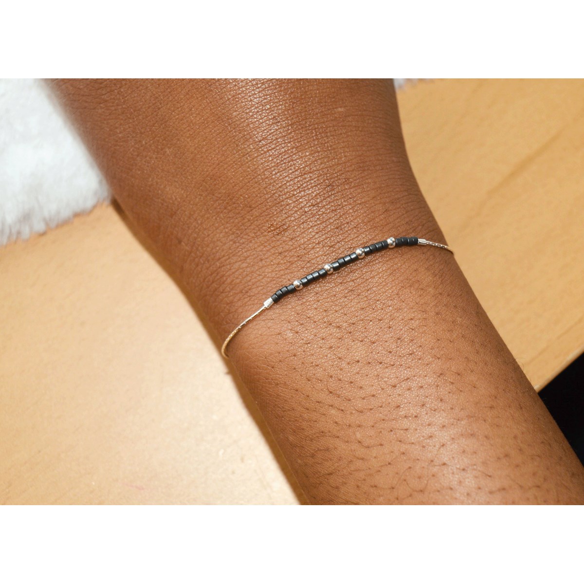 Bracelet  chaîne fine délicate  perles miyuki argent  925 - vue 2