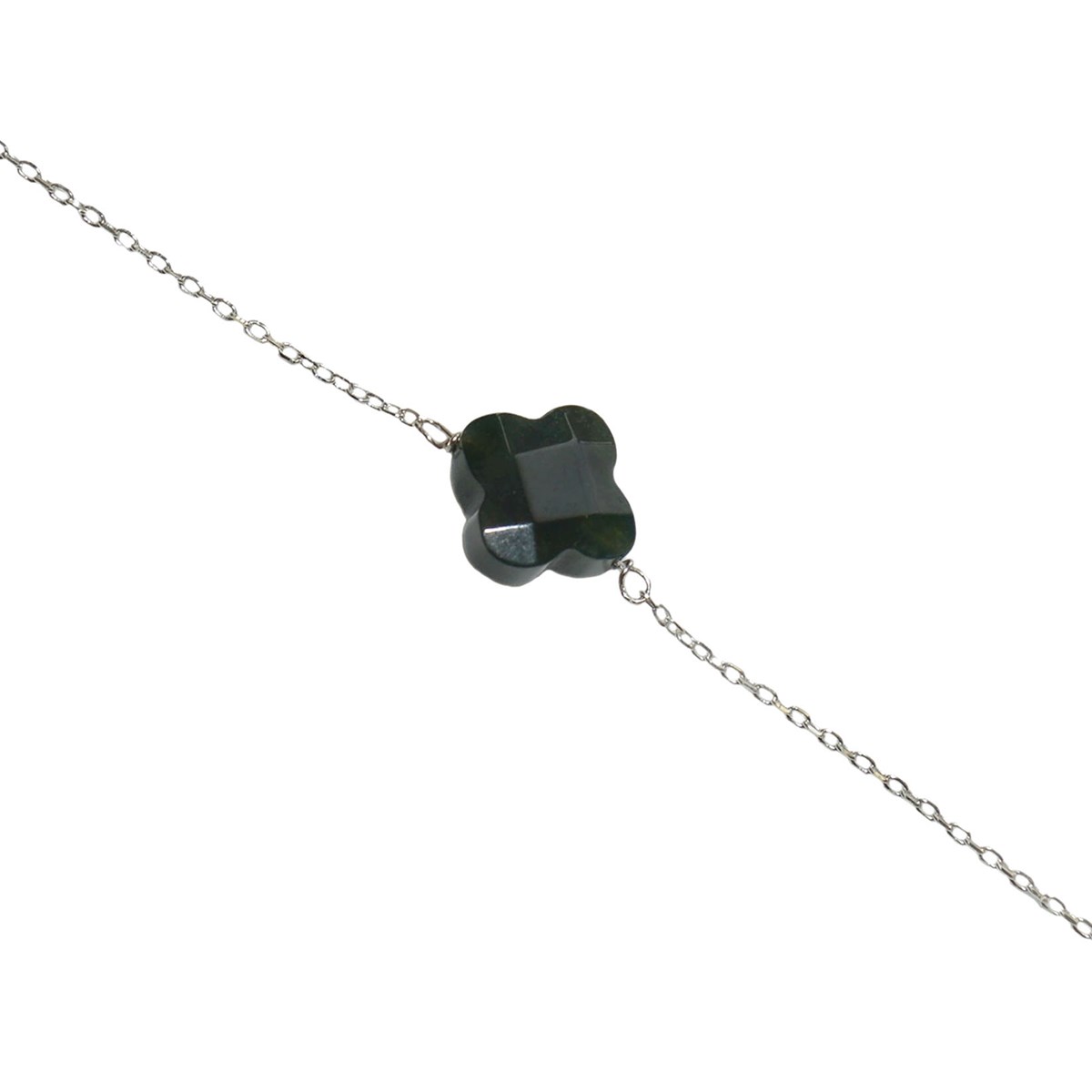 Bracelet chaînette & perle d 'onyx noir en argent 925