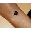 Bracelet chaînette & perle d 'onyx noir en argent 925 - vue V2