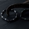 Bracelet Perles Heishi Agate Noire Mate Turquoise Blanche - vue V3