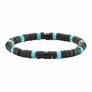 Bracelet Perles Heishi Agate Noire Mate Turquoise